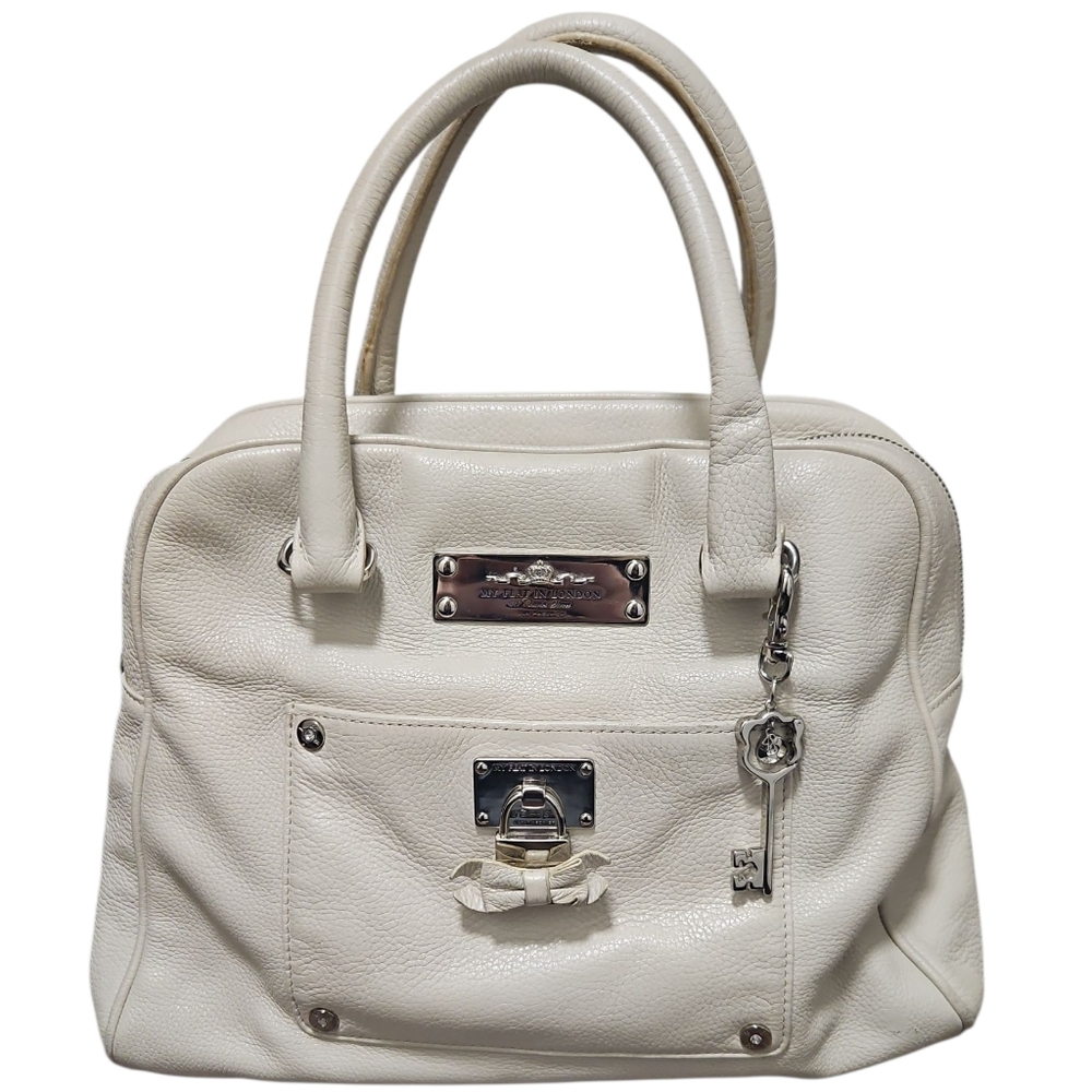 Brighton My Flat in London Leather Satchel, Dust Bag, Scarf, And Authentication